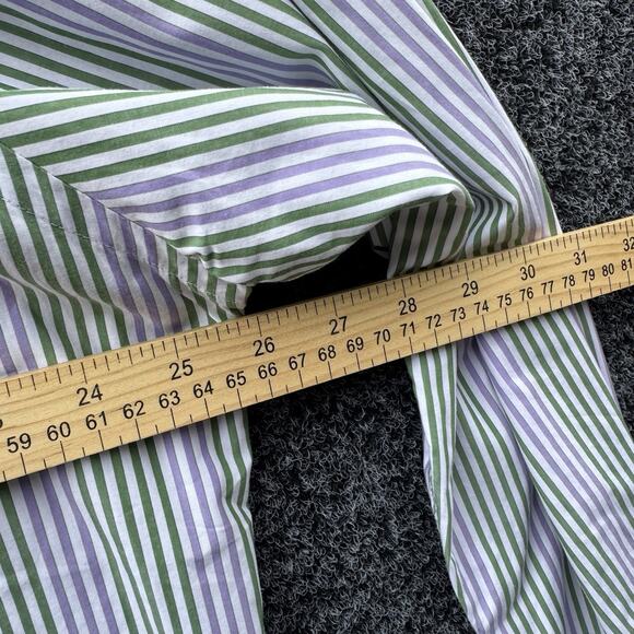 Peter Millar Mens Purple Green White Striped Long Sleeve Dress Shirt XL - Picture 4 of 6